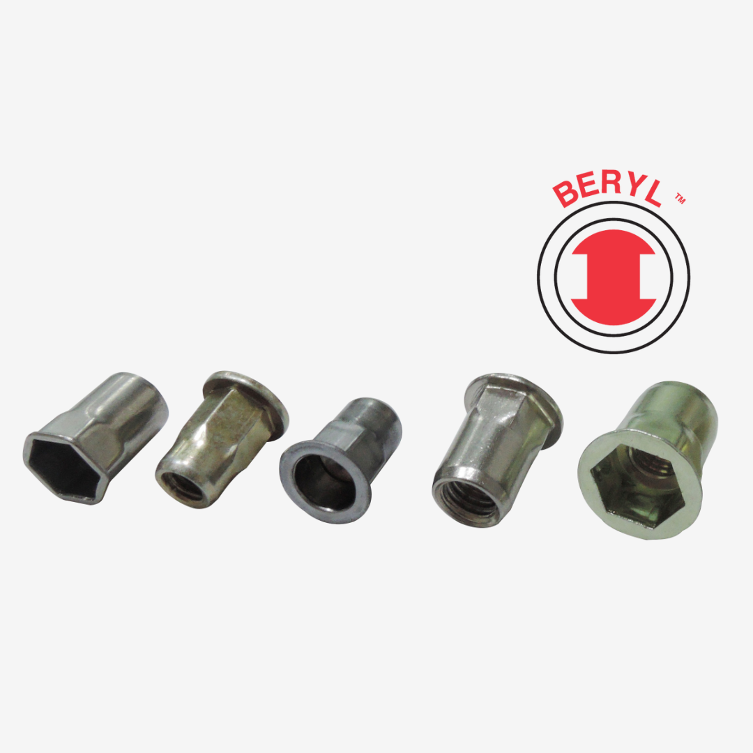 US Style, Half Hex Body Rivet Nut, Steel Zinc